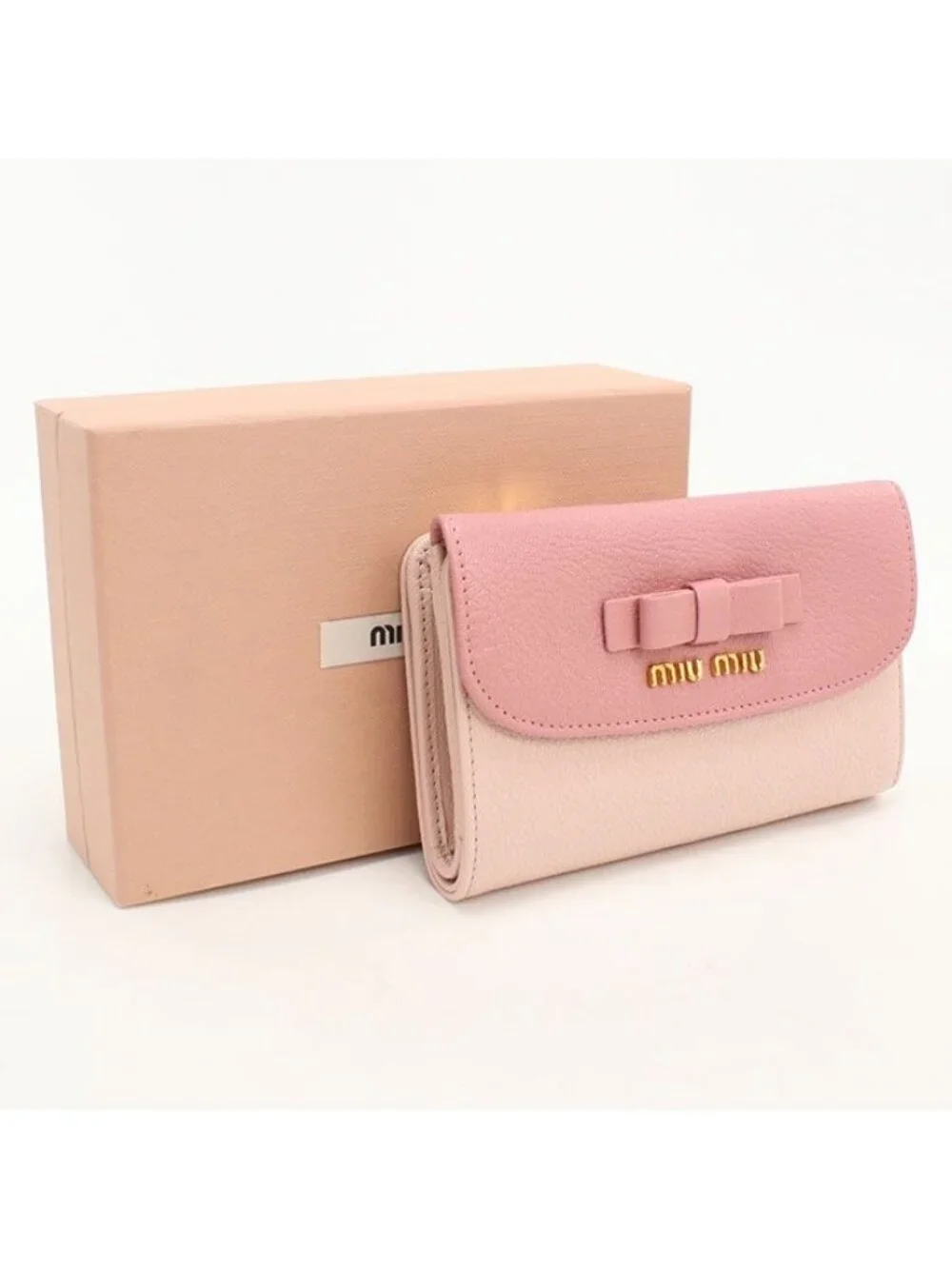 Miu Miu Miu Madras Trifold Wallet Leather